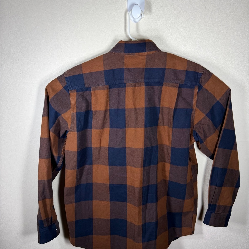 Carhartt Men’s Navy & Brown Buffalo Plaid Button-Down Shirt - Picture 7 of 8